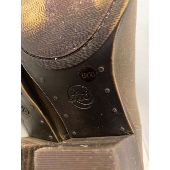 Lucky Brand Embrleigh Taupe Grey Leather Heeled Boots Womens 8.5 Midcalf Slip On - Picture 6 of 6